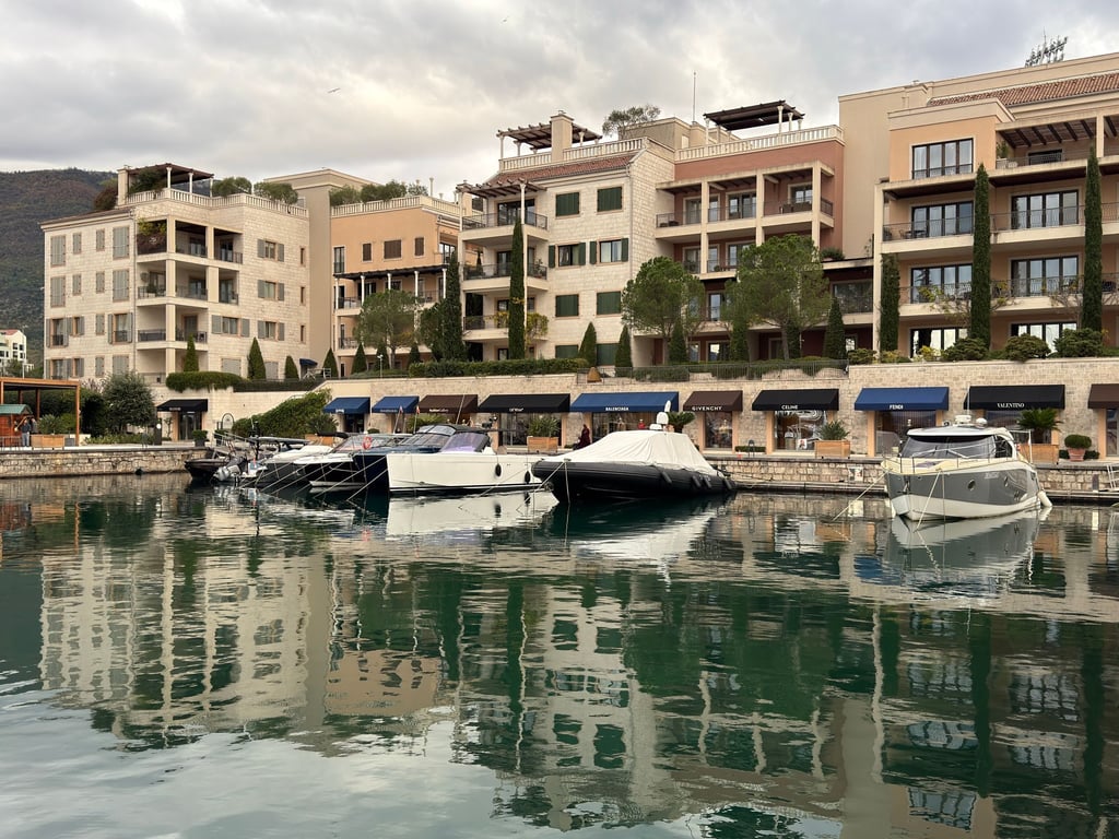 Yachts moored at Portonovi marina