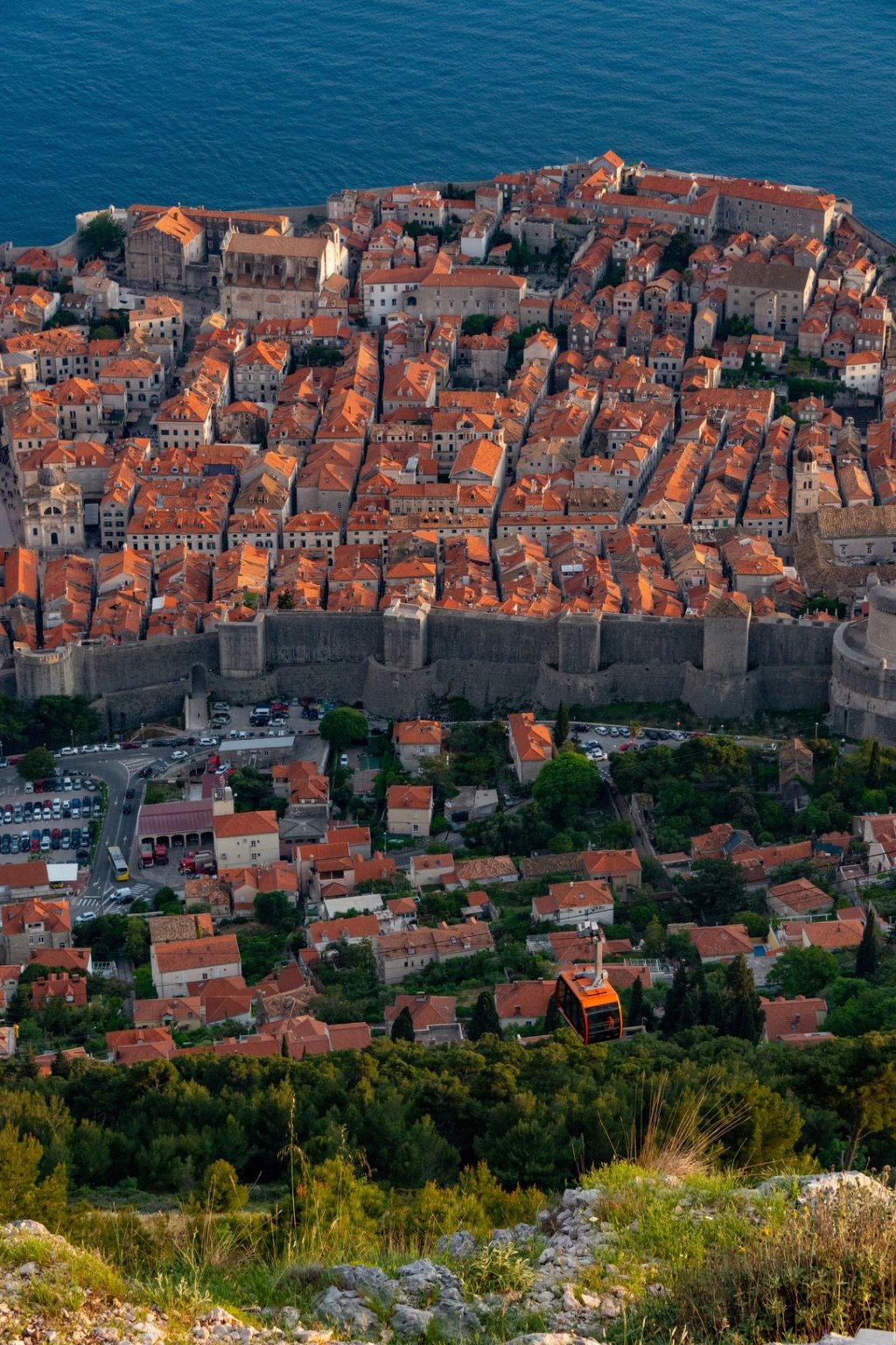 Old Town and cable car seen from Srđ
